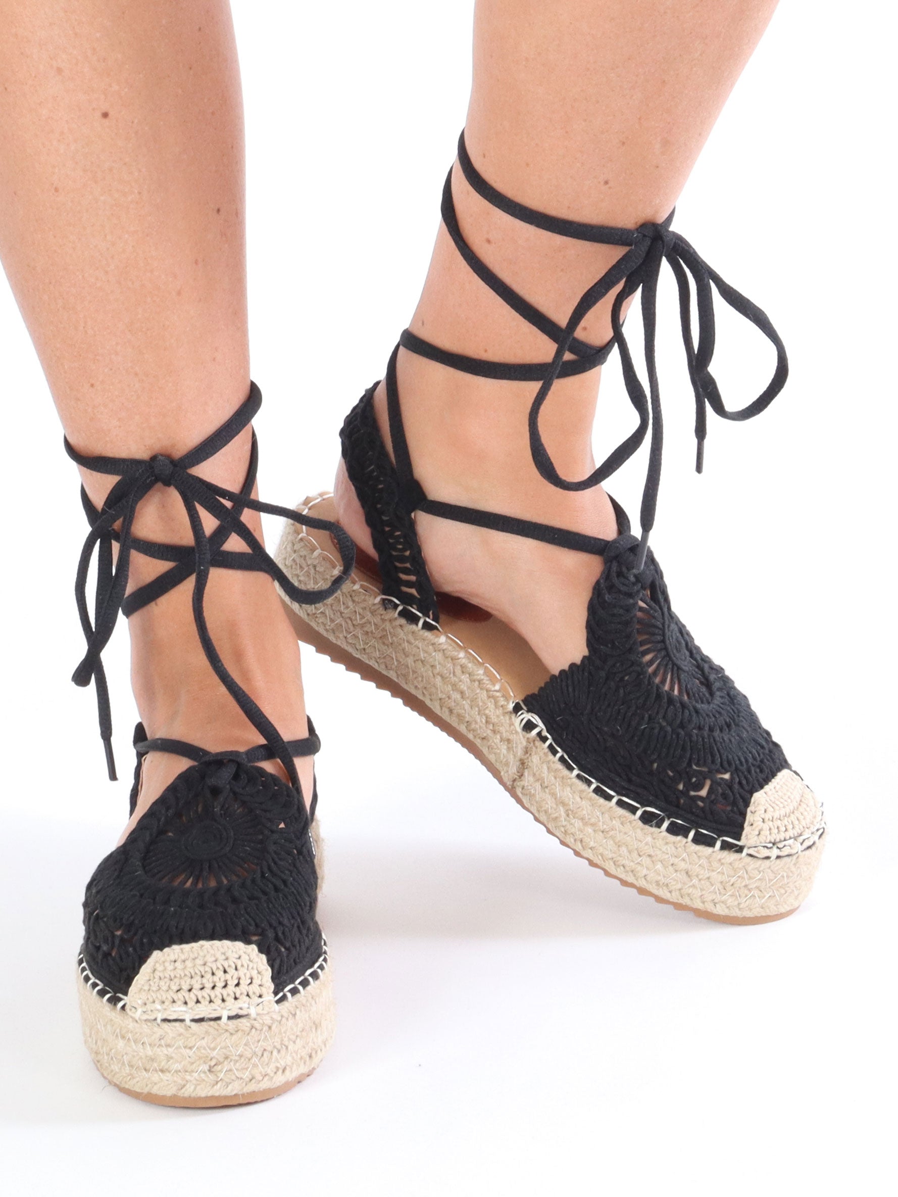 Esly - Espadrillos med tyk sål og snøre